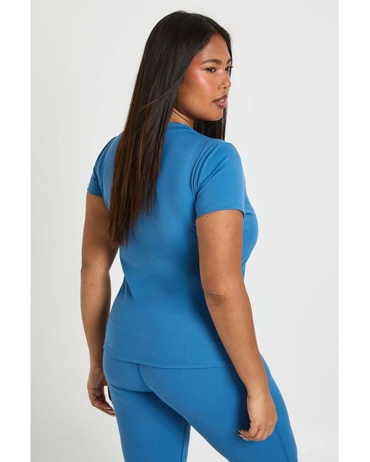 Boohoo Blue Plus Supersoft Peached Sculpt Top