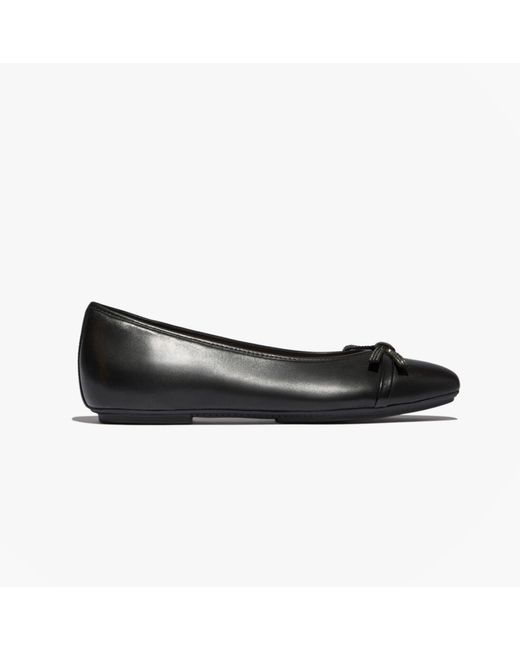Fitflop Black Delicato Glitz-Bow Leather Ballet