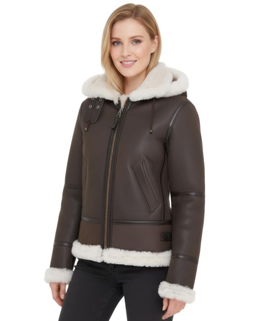 Infinity Leather Black Creck Hooded Sheepskin Flying Jacket-Orford