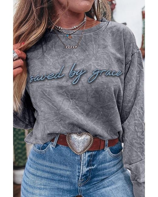 Azura Exchange Relaxed Fit Saved By Grace Top in het Gray