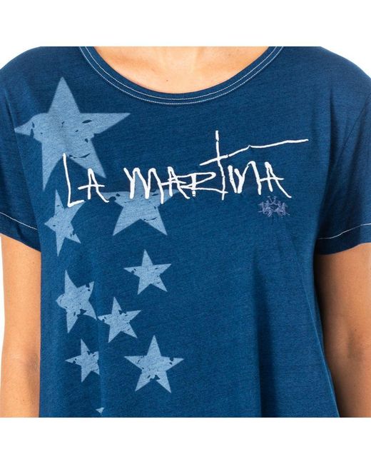 La Martina Blue Short Sleeve Round Neck T-Shirt Lwr304