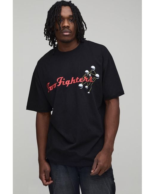 BoohooMAN Blue Tall Oversized Foo Fighters License Printed T-Shirt for men
