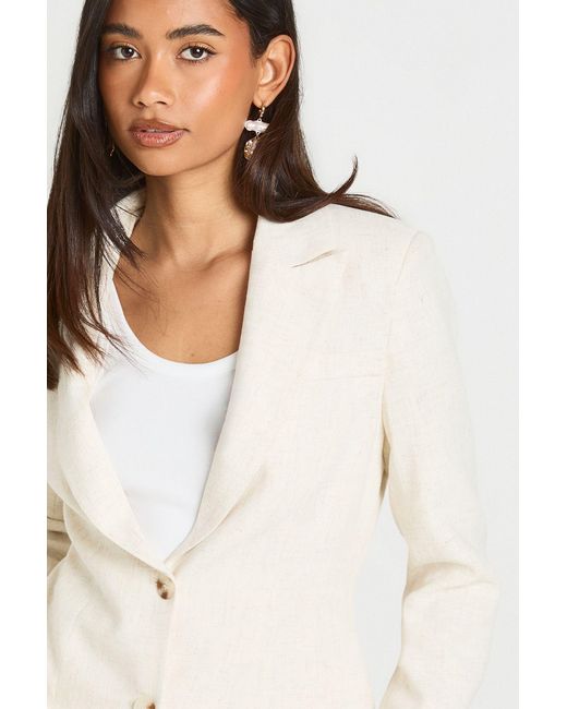 Boohoo Natural Linen Look Marl Oversized Blazer