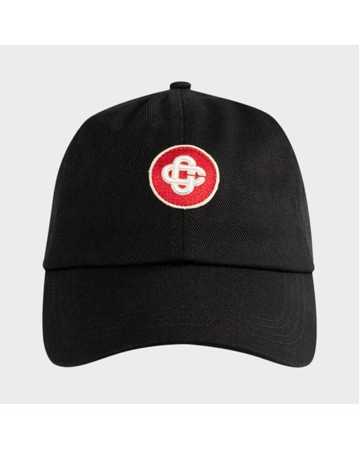 Casablanca Black Logo Round Embroidered Patch Cap Cotton for men