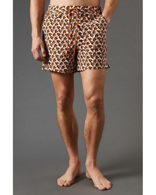 Ted Baker Orange Joris Geo Seersucker Swimshort for men