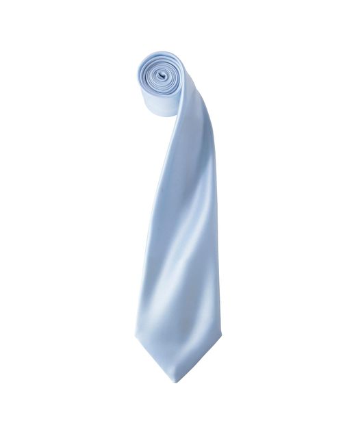 PREMIER Blue Plain Satin Tie (Narrow Blade) (Light) for men