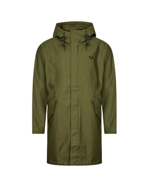 Fred Perry Green Hooded Shell Parka Jacket for men