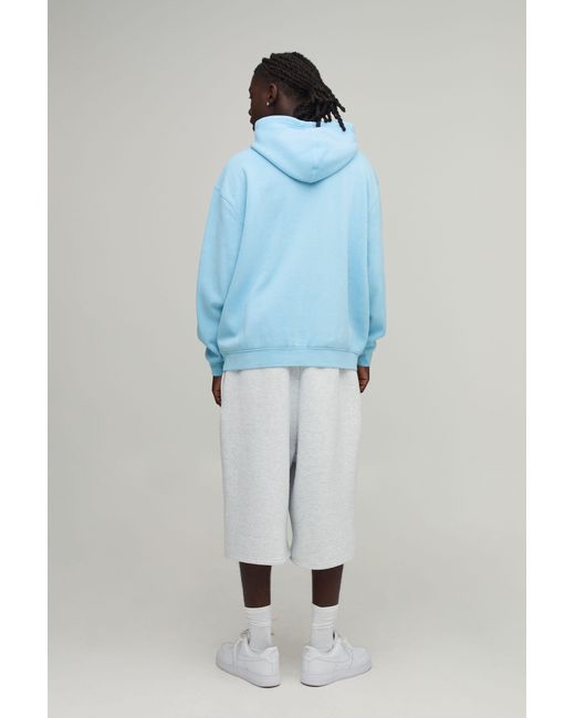 BoohooMAN Blue Oversized Sport Washed Over The Head Hoodie for men