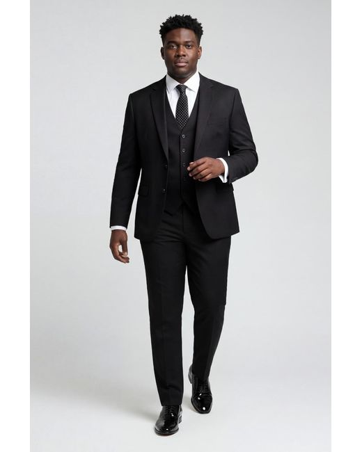 Carter & Jones Black Big & Tall Three Piece Tailored Fit Suit Viscose for men