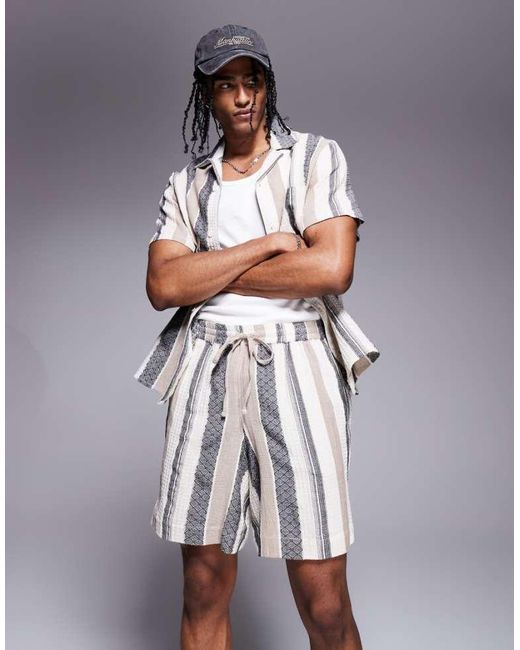 South Beach Multicolor Drawstring Textured Shorts for men