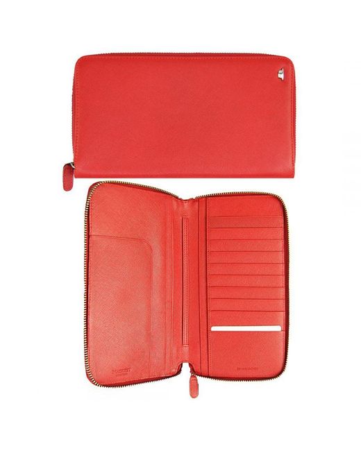 Hackett Mayfair Red Card Holder Wallet Leather