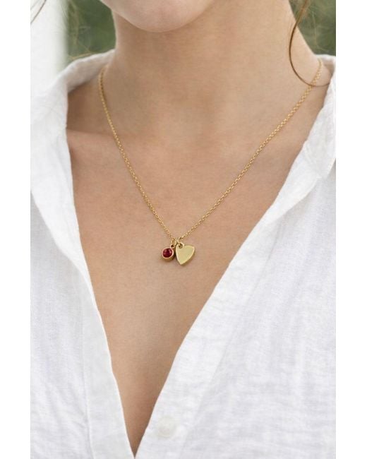 SVNX Natural Mini Heart & Janurary Birthstone Necklace