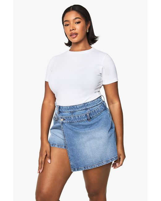 Boohoo Blue Plus Denim Skort