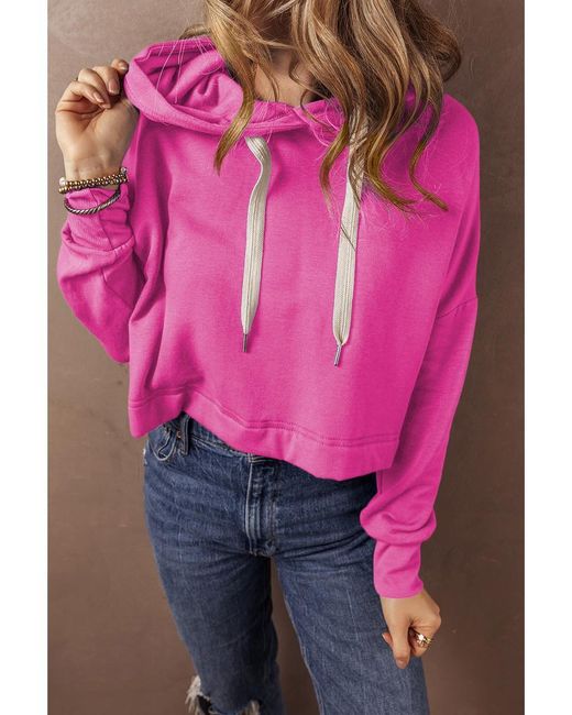 Azura Exchange Pink Cropped Hoodie Sweatshirt