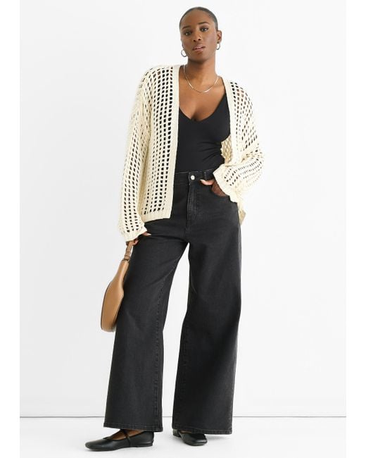 Gini London White Offene Strickkante Cardigan