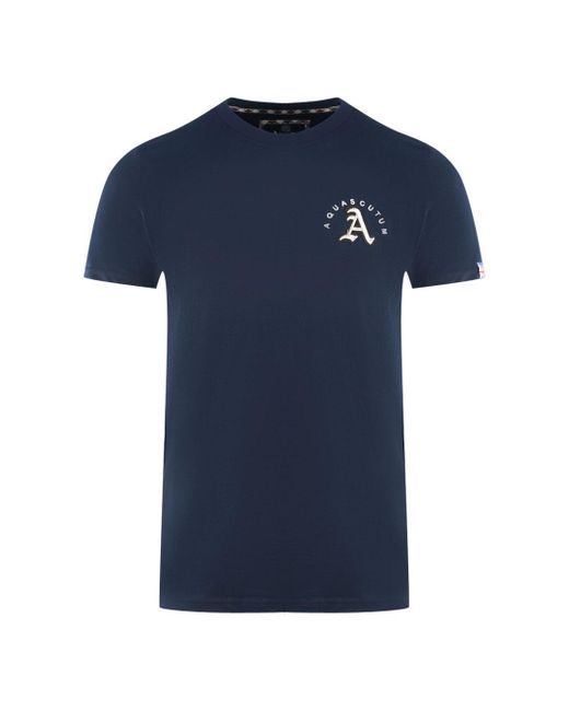 Aquascutum Blue London Embroidered A Logo T-Shirt for men