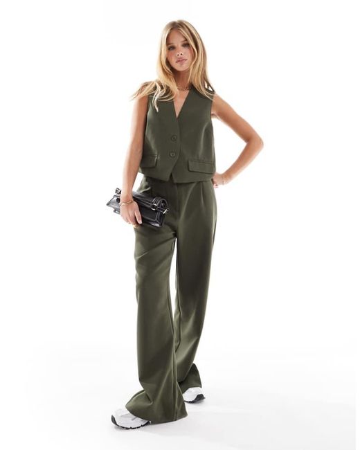 Pieces Green Tailored Multiway Button Leg Trouser Co-Ord