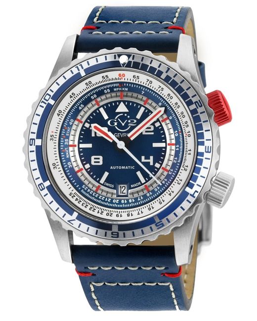 Gv2 Gray Contasecondi Dial Calfskin Leather Watch for men