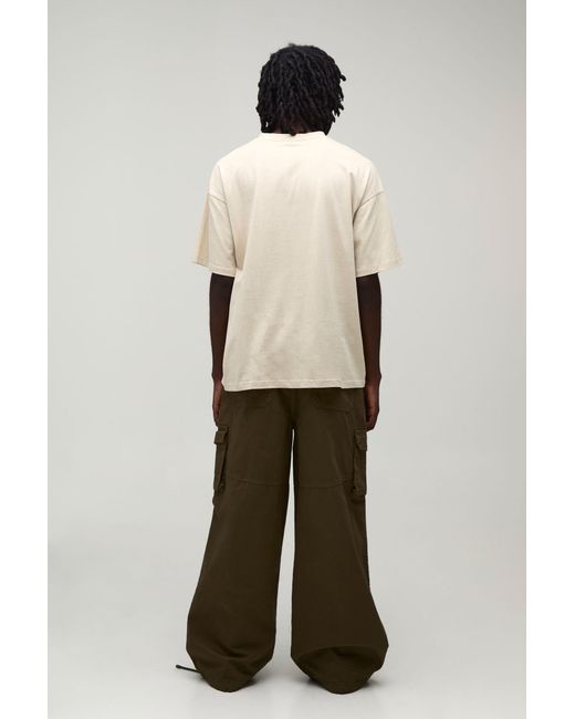 BoohooMAN Green Parachute Fit Elasticated Cargo Trousers for men