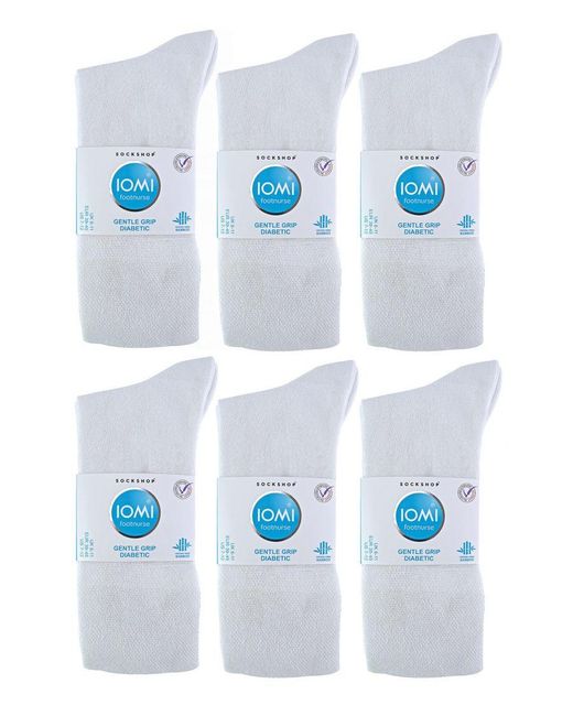 IOMI White 12 Pair Multipack Diabetic Bamboo Socks for men