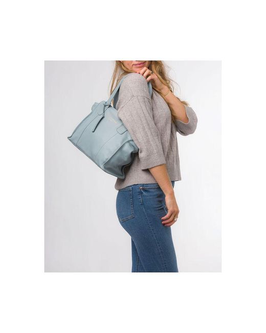 Pure Luxuries Blue 'Alexandra' Cashmere Leather Handbag
