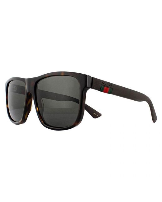 Gucci Black Lightweight Rectangle Havana And Polarized Sunglasses for men