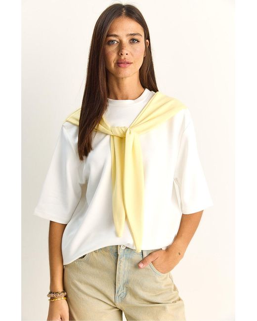 Bianco Lucci White Elastane T-Shirt