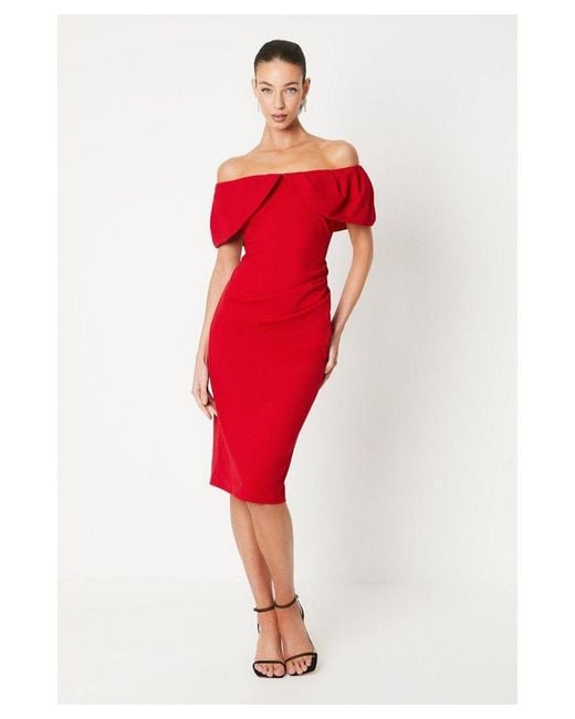 Coast Bardot Midi Pencil Dress in Red Lyst UK