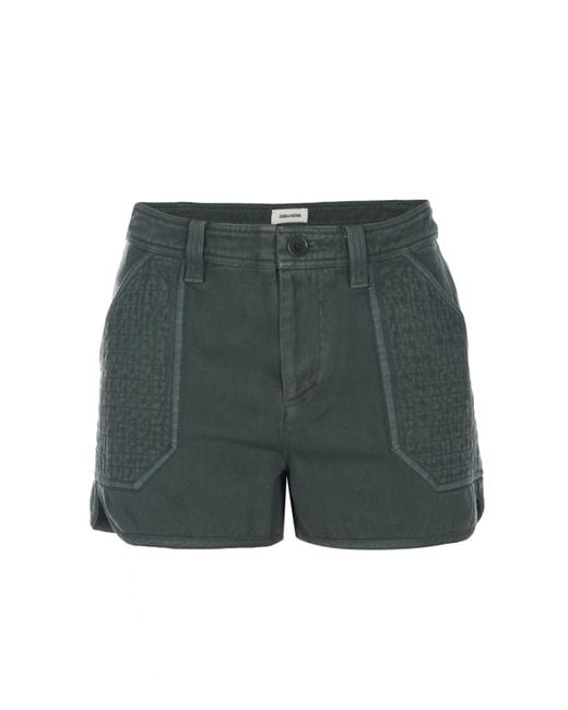 Zadig & Voltaire Zadig Voltaire Sei Cotton Twill Shorts Khaki in het Green