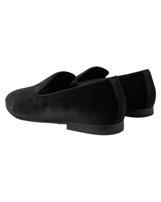 Dolce & Gabbana Black Velvet Loafers for men