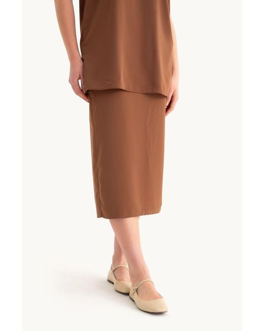Hiccup Brown Mid Rise Midi Skirt