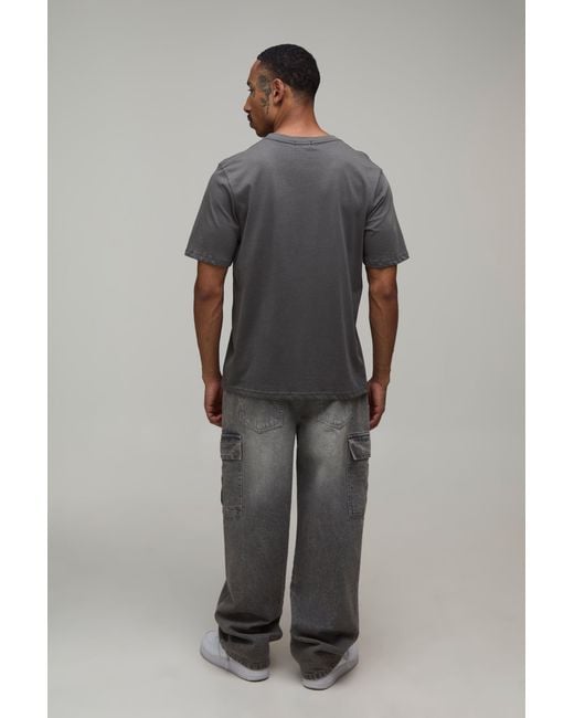 BoohooMAN Gray Regular Napoleon Print T-Shirt Cotton for men