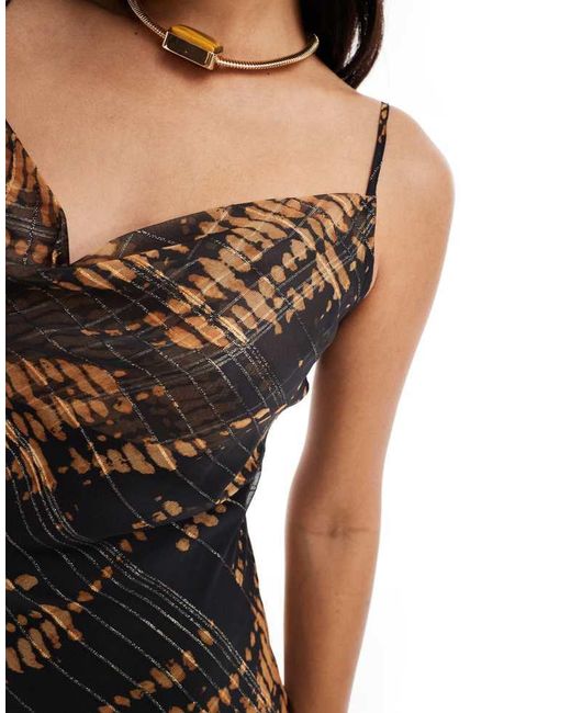 Miss Selfridge Metallic Chiffon Cowl Neck Maxi Slip Dress