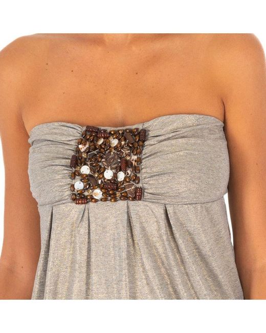 Met Gray Sleeveless T-Shirt With Wide Knit Top Effect 10Dmt0084