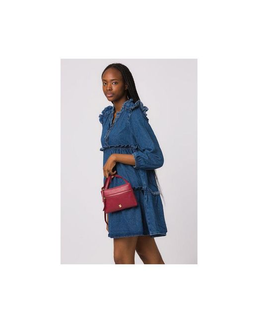 Conkca Red 'Sweetie' Orchid Leather Cross Body Bag