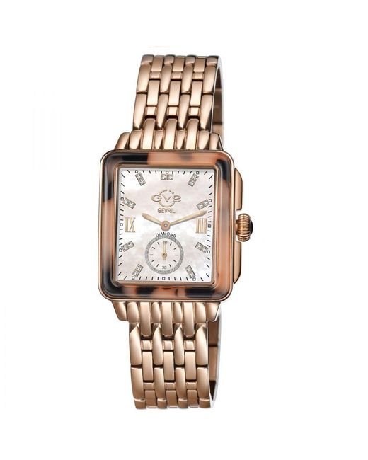 Gv2 Metallic Bari Tortoise Swiss Quartz Diamonds Mother Of Pearl Dial Watch