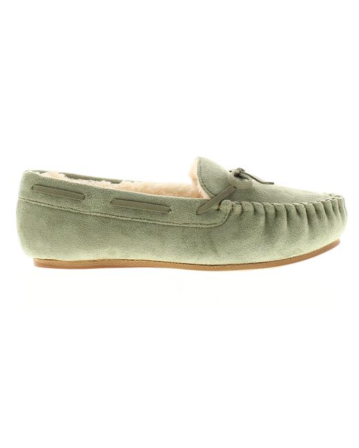 Strollers Green Moccasin Slippers Faux Fur Matilda Micro Fibre