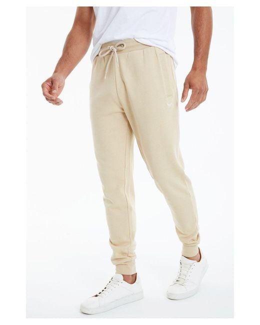 Threadbare Beige Cotton Blend trifoliate Joggers in Natural for