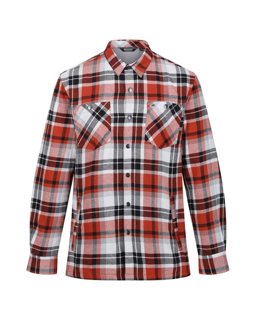 Regatta Red Thamos Checked Long-Sleeved Shirt (Burnt Henna/Storm) for men