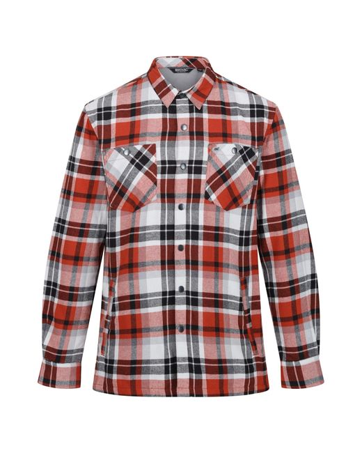 Regatta Red Thamos Checked Long-Sleeved Shirt (Burnt Henna/Storm) for men