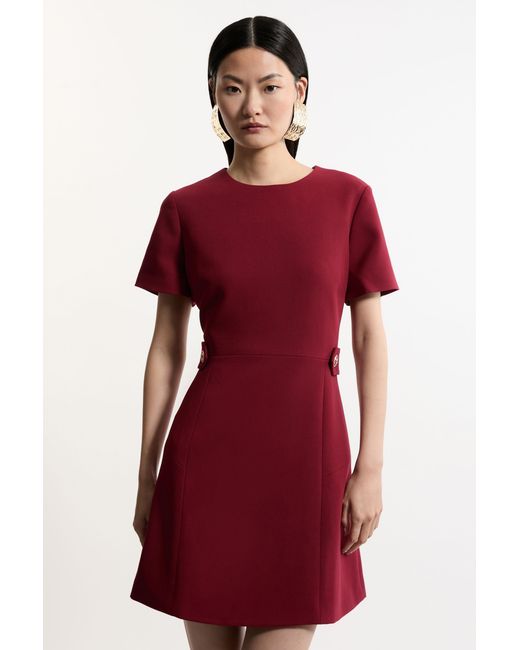 Karen Millen Compact Stretch Essential Waist Tab Detail Tailored Mini Dress
