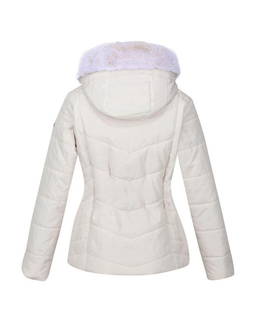 Regatta White Ladies Wildrose Baffled Padded Hooded Jacket (Light Vanilla)