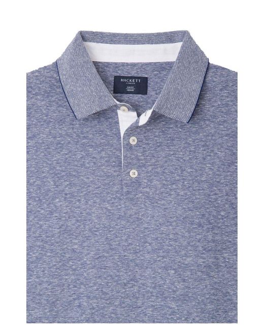 Hackett Blue Cotton Linen Filafil Polo Shirt for men