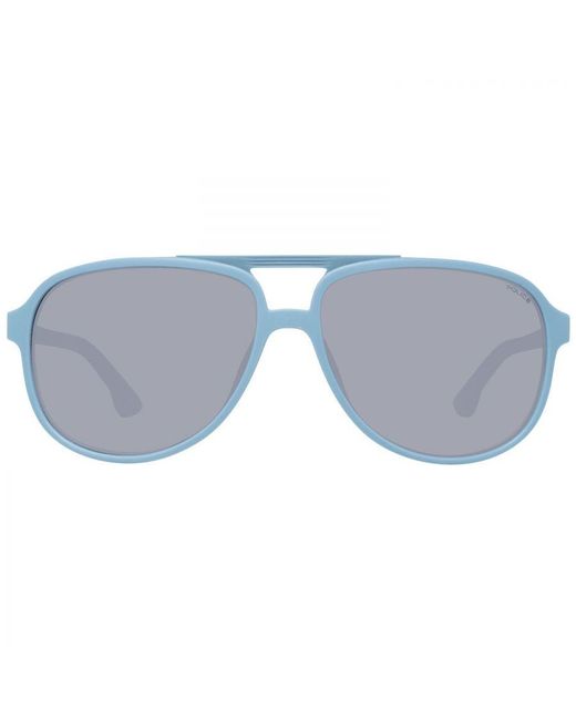 Police Blue Aviator Sunglasses With Mirrored & Gradient Lenses for men