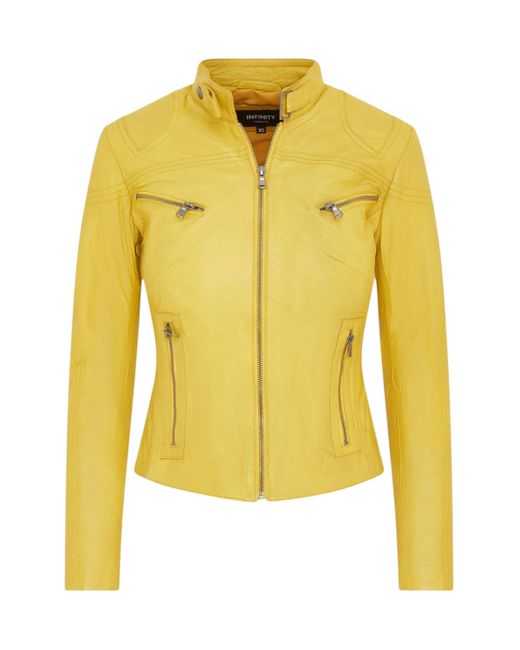 Infinity Leather Yellow Slim-Fit Biker Jacket-Maldon Lamb Leather