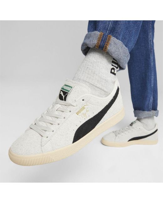 PUMA White Clyde Hairy Suede Sneakers Trainers
