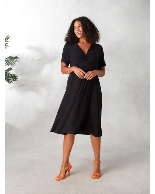 Live Unlimited Black Knotted Front Jersey Dress