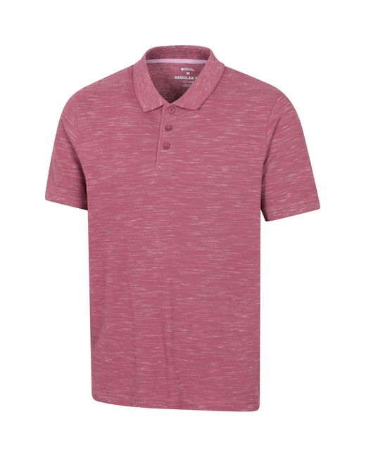 Mountain Warehouse Pink 'Dawnay Pique' Slub Textured Polo Shirt Comfy Casual T-Shirt Cotton for men