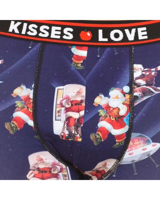Kisses&Love Blue Breathable Fabric Boxer Christmas Model Kl10003 for men