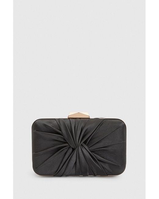 Oasis Black Beaut Satin Twist Clutch Bag